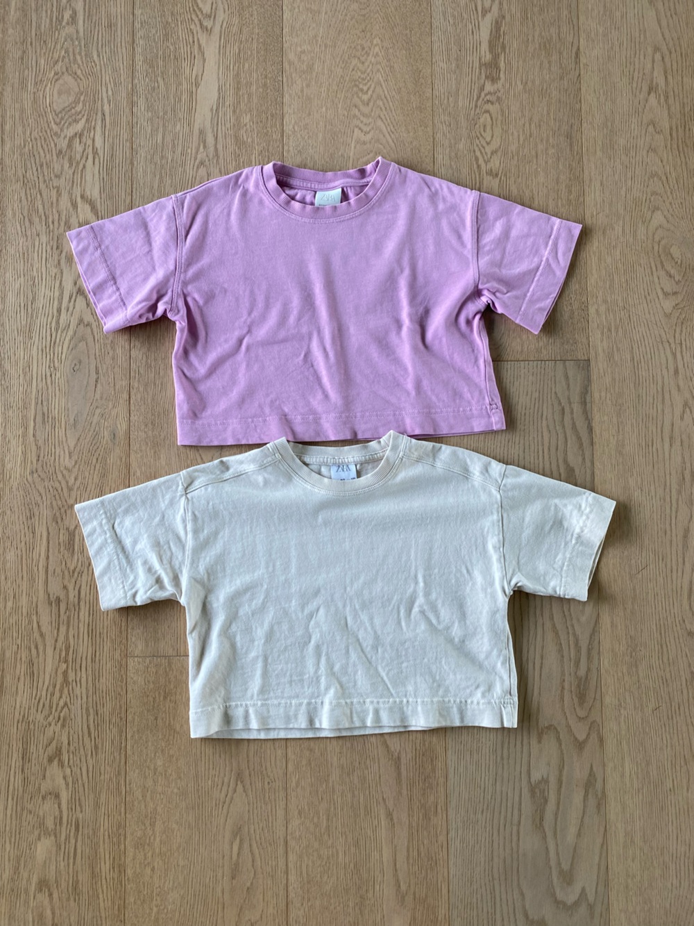 Zara Kids Short Sleeve Tees - Lilac & Cream